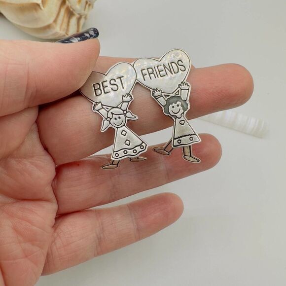 Vintage Best Friends Sterling Silver Mexican Pin - Picture 5 of 7